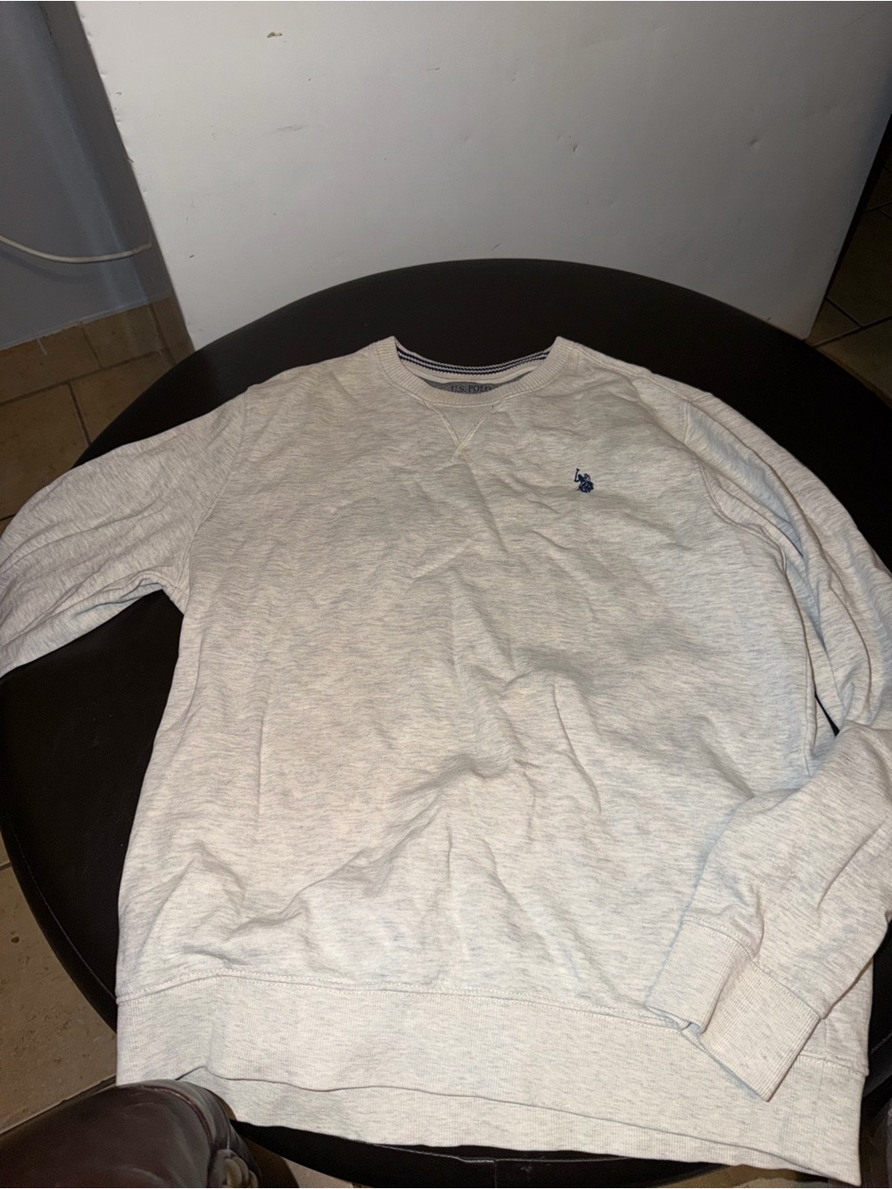 U.S. Polo Assn. Light Gray Crewneck Sweatshirt with Navy Logo